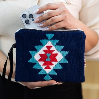Hanımeli Koleksiyonu – Yıldız Motifli Mini Clutch / Lacivert Cüzdan