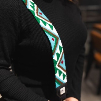 Renkli Dağ Bordür Motifli El Dokuması Kilim Askı (Çanta / Telefon Askısı)