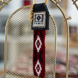 Göz Motifli El Dokuması Kilim Anahtarlık (Bordo)