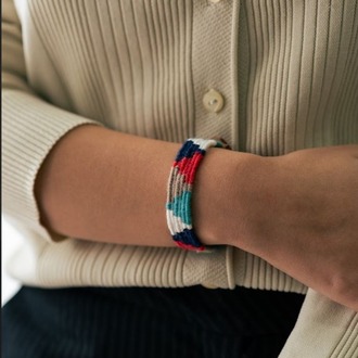 Çok Renkli Dağ Motifli El Dokuması Kilim Bileklik