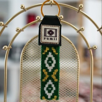 Göz Motifli El Dokuması Kilim Anahtarlık (Yeşil)