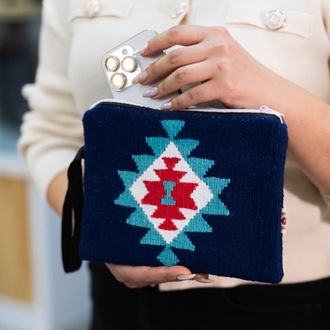 Hanımeli Koleksiyonu – Yıldız Motifli Mini Clutch / Lacivert Cüzdan