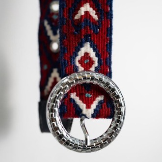 Göz-Taç Motifli El Dokuması Kilim Kemer – Bordo & Lacivert (85 cm)