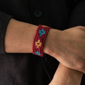 Göz Motifli El Dokuması Kilim Bileklik – Bordo