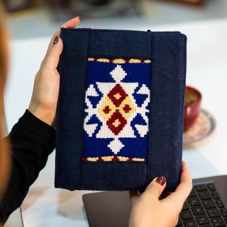 Hevçeker Motifli El Dokuması Kitap – Defter – Ajanda Kılıfı (Saks)