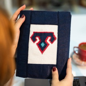 Koç Boynuzu Motifli El Dokuması Kitap – Defter – Ajanda Kılıfı