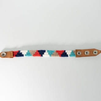 Çok Renkli Dağ Motifli El Dokuması Kilim Bileklik