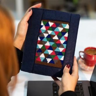 Renkli Geometrik Desenli El Dokuması Kitap – Defter – Ajanda Kılıfı