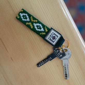 Göz Motifli El Dokuması Kilim Anahtarlık (Yeşil)