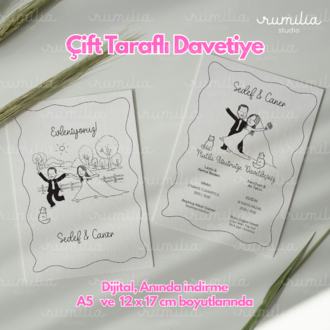 Dijital Düğün & Nişan Davetiyesi – Kişiselleştirilebilir Tasarım | A5 & 12x17 cm