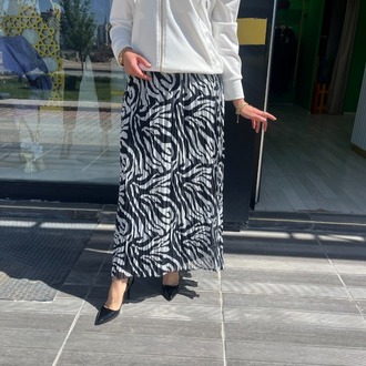 2K GİYİM ZEBRA DESENLİ ŞİFON ETEK