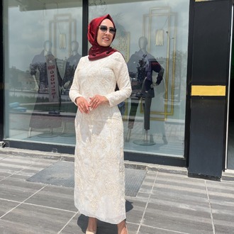 SELİNADA TAŞ DETAYLI ELBİSE