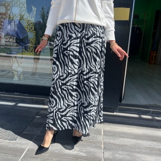 2K GİYİM ZEBRA DESENLİ ŞİFON ETEK