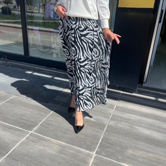 2K GİYİM ZEBRA DESENLİ ŞİFON ETEK