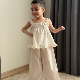 Kız Çocuk Krem İnci Takım