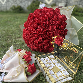 101 Gül & 100 Adet Çikolata