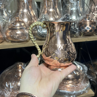 Kabartma Nakışlı Bakır Bardak