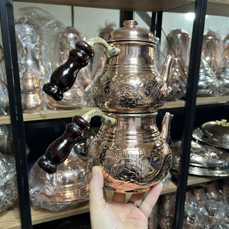 Bakırı Kalın Sarmaşık Desenli Çaydanlık No:2