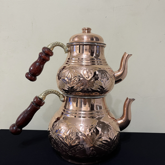 Kabartma Nakışlı Bakır Çaydanlık No:3