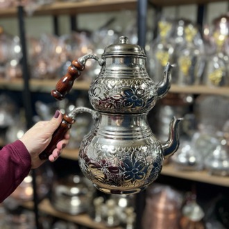 Gümüş Rengi Bakır Çaydanlık No:3
