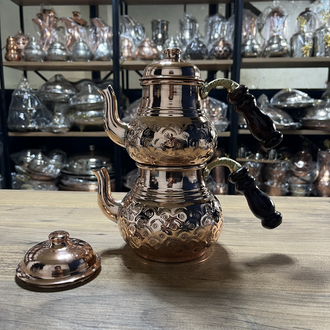 Papatya Desenli Bakır Çaydanlık No:2