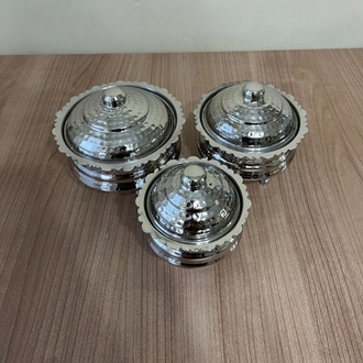 3´lü Gümüş Rengi Bakır Şekerlik 