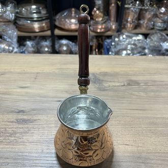 Kabartma Nakışlı Bakır Cezve No:2 