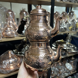 Bakırı Kalın Sarmaşık Desenli Çaydanlık No:2