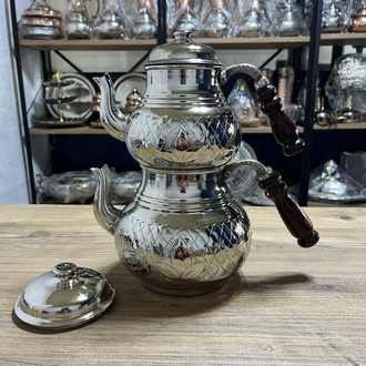 Lale Motifli Bakır Çaydanlık No:3