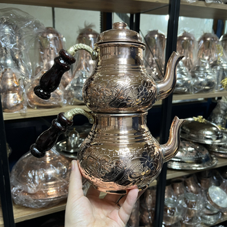 Bakırı Kalın Sarmaşık Desenli Çaydanlık No:2