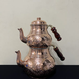 Kabartma Nakışlı Bakır Çaydanlık No:3