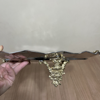 Pirinç Detaylı Dövme Bakır Ayaklı İkramlık