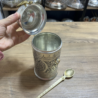Oyma Nakışlı Bakır Kahve Kutusu