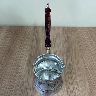 Kalaylı Eskitme Üzüm Desenli Bakır Cezve 