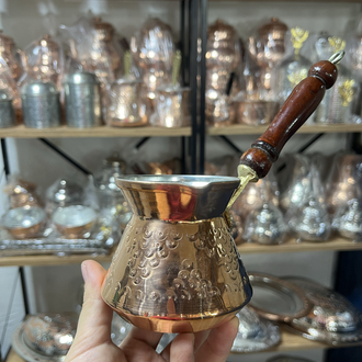 Üzüm Desenli Bakır Cezve