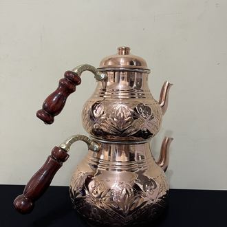 Kabartma Nakışlı Bakır Çaydanlık No:3