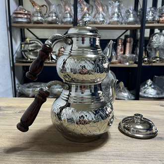 Lale Motifli Bakır Çaydanlık No:3