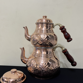 Kabartma Nakışlı Bakır Çaydanlık No:3