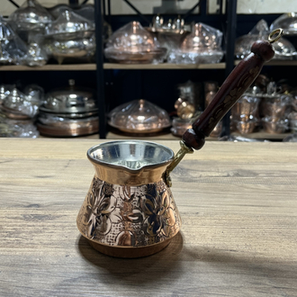 Kabartma Nakışlı Bakır Cezve No:2 