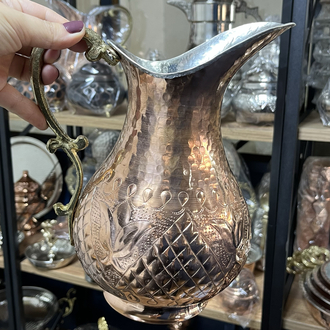 Lale Motifli Bakır Sürahi