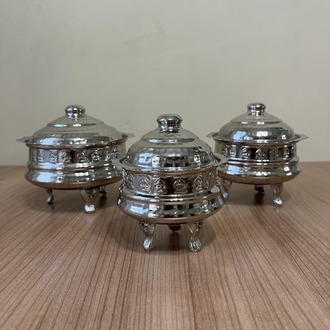 3´lü Gümüş Rengi Bakır Şekerlik 