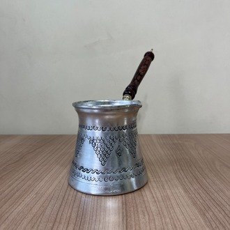 Kalaylı Eskitme Üzüm Desenli Bakır Cezve 