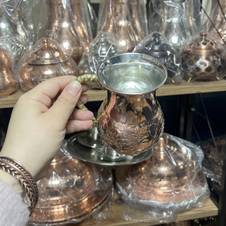 Çiçek Desenli Bakır Bardak 
