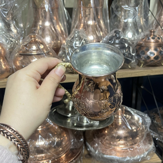 Keskili Çiçek Desenli Bakır Bardak