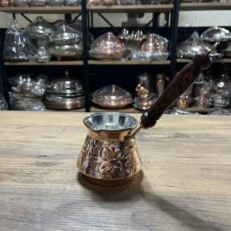 Kabartma Nakışlı Bakır Cezve No:2 