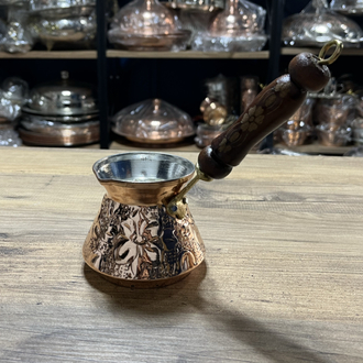 Kabartma Nakışlı Bakır Cezve No:1
