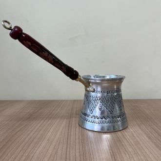 Kalaylı Eskitme Üzüm Desenli Bakır Cezve 