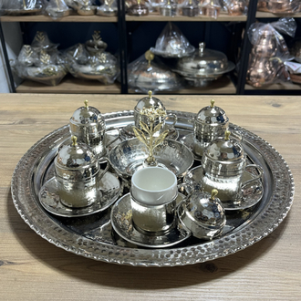 Dövme Bakır Fincan Takımı