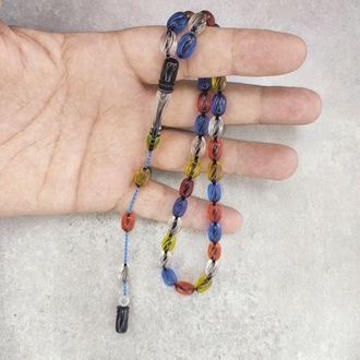 Kalem Oyma İşçilik Kapsül Kesim Multi Color Ateş Kehribar Tesbih