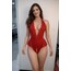Kadın Kırmızı Dantelli Derin V Dekolteli Babydoll